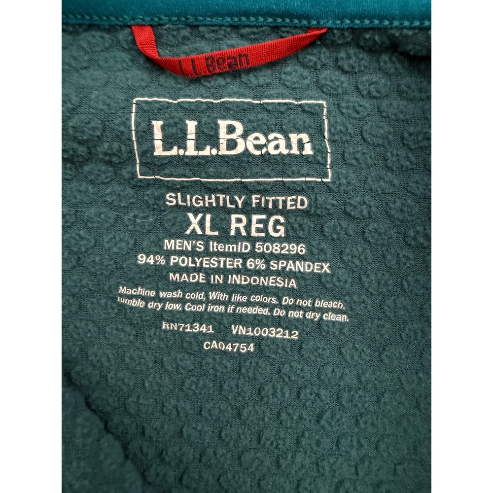 LL Bean Mens Sunwashed Quarter Zip Pullover Teal Blue XL REG Thumbholes - Picture 4 of 9